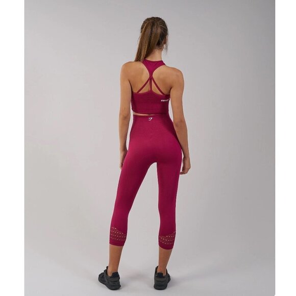 Nwt Gymshark Energy High Waisted Crop Legging in Beet Size Extra Small - Picture 2 of 11